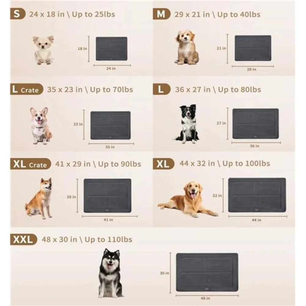 Washable Dog Bed for Size Dogs, Reversible Foam Floor Dog Mat, 29x21,